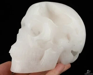 Geode riesiger 5,1 Zoll Afghanistan Jade geschnitzter Kristallschädel, realistisch, heilend - Bild 1 von 8