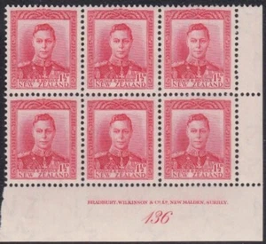 NEW ZEALAND GVI 1½ red plate block #136 MNH................................A6769 - Picture 1 of 1