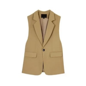 Women Vest Lapel Collar Ol Work Coat Sleeveless Blazer Gilet Waistcoat Solid - Picture 1 of 10