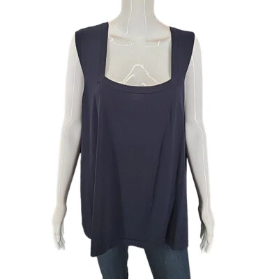 Camiseta sin mangas Dialogue Everyday informal cuello cuadrado 3X talla grande azul marino moderna Foto 1 de 4