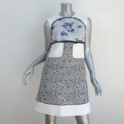 Giambattista Valli Mixed Print Jacquard Sleeveless Mini Dress White Size 42 - Image 1 of 4