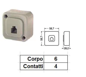 CS 2474 PRESA TELEFONICA MODULARE DA PARETE 6C 4C CONNETTORI RJ - Photo 1/1