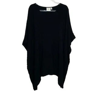 Poncho Top de lana con textura negro de gran tamaño talla S/M Elk para mujer cuadrado - Imagen 1 de 8