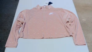 Nike Air Women's Size 2X Velour 1/4 Zip Long Sleeve Crop Top Peach Pink NWT - Picture 1 of 13