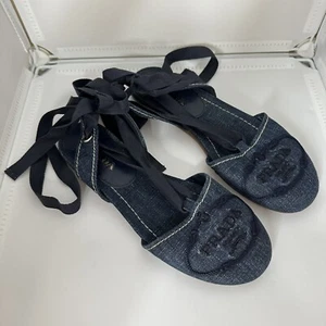Sandalia Prada con corbata al tobillo color denim planas talla 6, 36 - Imagen 1 de 12