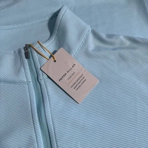 Maglione golf Peter Millar Small Perth Cabana a righe performance quarto zip S - Foto 1 di 7