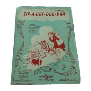 Zip A Dee Doo Dah Sheet Music Single Rare Disney Song Of The South Australian Ed - Picture 1 of 6