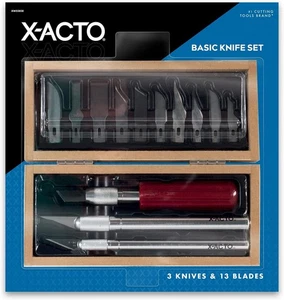 X-Acto Basic Messerset, Bastelmesser, inkl. Aufbewahrungstruhe aus Holz, 16-teiliges Set - Bild 1 von 3