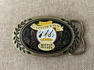 VTG AMINCO SOLID BRASS COUNTRY MUSIC HERITAGE BELT BUCKLE 1980 3 1/2" Vintage - Picture 1 of 8