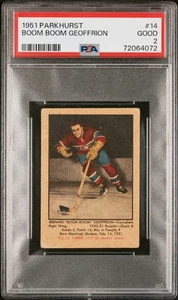1951 PARKHURST HOCKEY #14 BOOM BOOM GEOFFRION, PSA 2 GOOD (CANADIENS) ROOKIE/RC - Picture 1 of 2