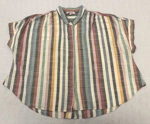Madewell Hilltop Rainbow Stripe Shirt Boxy Fit Oversized Woven Button Blouse XL - Bild 1 von 14