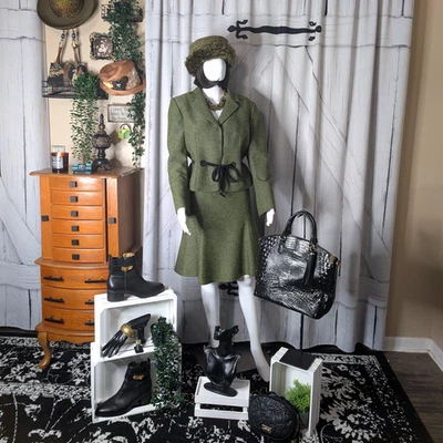 Traje Nipon Boutique 2 Piezas Tweed Tejido Verde 14P Usado Foto 1 de 4