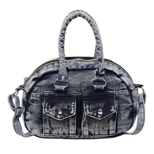Retro Jeans Motorcycle Style Crossbody Bag Multi Pocket Design Shoulder Bags - Picture 1 of 12