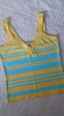 Camiseta sin mangas elegante a rayas tejida calibre fino Falls Creek para mujer, mediana Foto 1 de 4