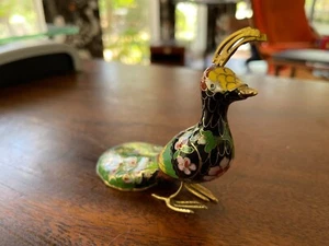 3.25" Cloissone Peacock Figurine - Picture 1 of 10