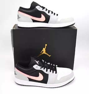 NEW AIR JORDAN 1 LOW MEN'S SHOES SIZE 12 BLACK GREY PINK 553558-062 NIKE SNEAKER - Picture 1 of 6