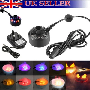 12 LED Mist Maker Aquarium Fogger Air Humidifier Water Fountain Pond Fog Machin - Picture 1 of 16