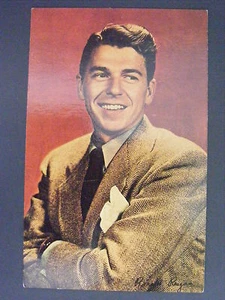President Ronald Reagan Portrait As Actor Color Postcard 1980s Vintage - Picture 1 of 2