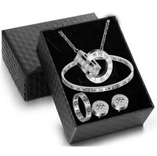 Roman Numeral Genuine 316L Stainless Steel Bracelet Jewelry Set Gift Box