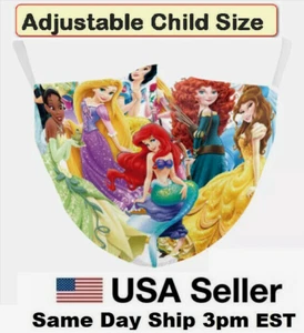 Children Face Mask Reusable Princess Adjustable Disney Girls Cloth Washable NEW  - Picture 1 of 10