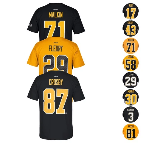 Pittsburgh Penguins NHL Reebok Player Name & Number Premier Jersey T-Shirt Men's Cover