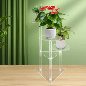 3-Tier Indoor Plant Stand Plant Shelf Clear Acrylic Corner Flower Display Rack - Picture 1 of 21