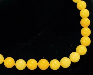 CHINESE YELLOW JADEITE JADE SHOU BEAD STRAND PEKING NECKLACE 28" LONG 65 G RARE - Picture 1 of 5
