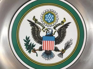 Great Seal Of United States America Vtg Wall Plaque Enesco Pottery Plate Pewter - Picture 1 of 4