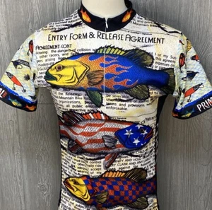 VTG 90s Primal Cycling Fish Flames De-Bait Road Biking 1/2 Zip Jersey USA Large - Picture 1 of 11