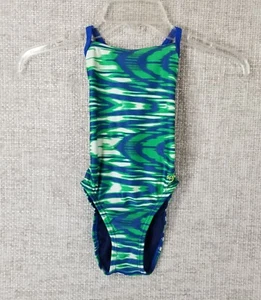 Speedo Girl's Pro LT Wave Wall Crossback One Piece Swimsuit Size 4/20 Blue NWT - Picture 1 of 10