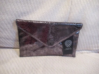 Bolsa envelope/aperto nova com etiquetas Vince Camuto couro bronze crocodilo em relevo (6x9 polegadas) - Imagem 1 de 4
