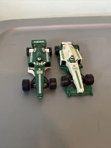 2003 Hess, Christmas, Holiday Green & White Indy Race Cars. 5 1/4", Pair Damage - Picture 1 of 12