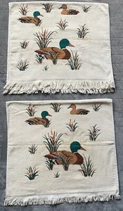 Set of 2 Vintage Franco Bath Towels Mallard Ducks on a Pond -22" x 40" - Picture 1 of 7