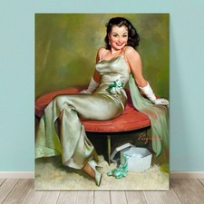 VINTAGE Pin-up Girl CANVAS PRINT Gil Elvgren  36x24" Captivating