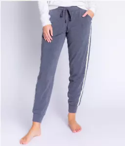 PJ SALVAGE Womens Heather Slate Gray Plush Jogger Lounge Sweat Pants Medium - Picture 1 of 2