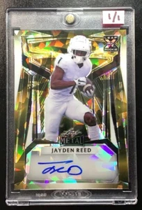 2023 Leaf Metal Jayden Reed RC Gold Cracked Ice Crystals Auto 1/1 Rookie SSP XRC - Picture 1 of 2
