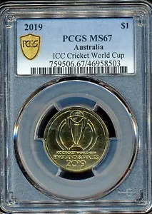 Australia 2019 One Dollar $1 (ICC Cricket World Cup) - PCGS MS67 - Picture 1 of 3