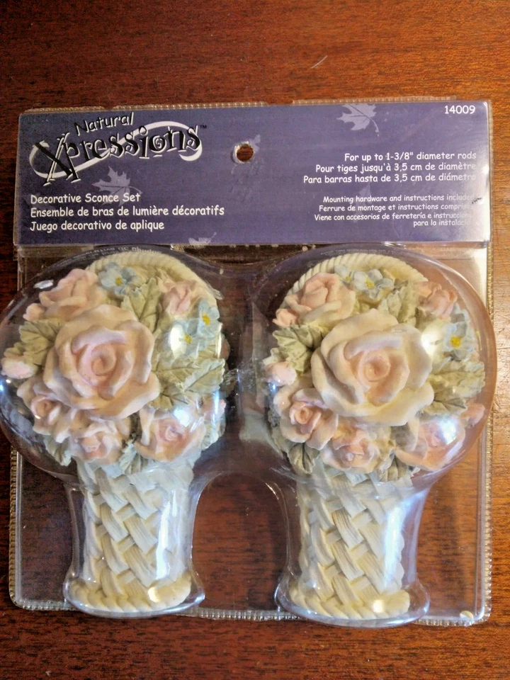 Natural Xpressions Decorative Sconce Set 14009 Curtain Rod Holder Flower Basket