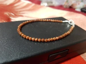 Pulsera de plata de ley 925 con piedras preciosas semipreciosas goldstone regalo 343 - Imagen 1 de 10