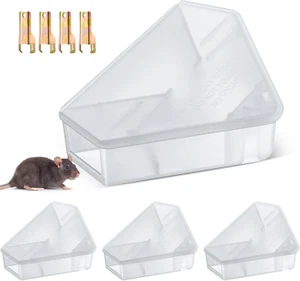 4 Pcs Mice Station with Key Triangle Bait Station Reusable Rodent Trap Bait Box, - Picture 1 of 7