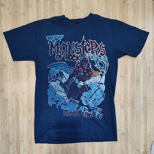 T-shirt vintage 1988 Van Halen Monsters of Rock punto singolo taglia grande RARA - Foto 1 di 8