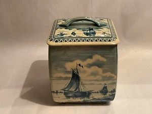 MCM Cookie Tin Enamel Painted Windmills and Ships made in West Gremany - Picture 1 of 11