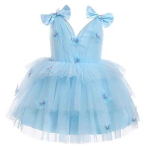 Toddler Girls Butterfly Birthday Dress Rainbow 12-18 Months Blue Butterfly - Picture 1 of 7
