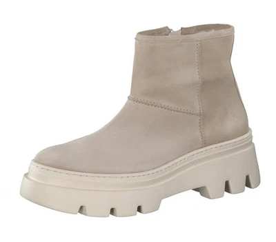 Paul Green Stiefelette 8113 02 Beige Nubukleder Boot Stiefel Warm Reißverschluss
