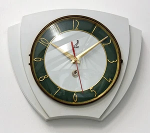 Vintage 26cm JAZ Wanduhr - Bakelit Retro Atomic Mid Century weiß französisch - Bild 1 von 4