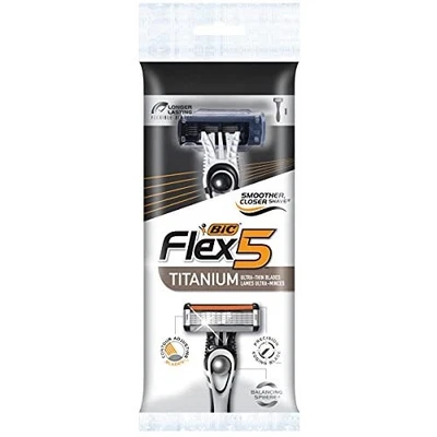 Maquinilla de afeitar BIC Flex 5 Titanium para hombre - 5 hojas ultrafinas, afeitado suave paquete de 1 Foto 1 de 4