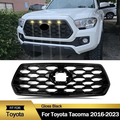 For 2016-2023 Toyota Tacoma Front Bumper Upper Grill Insert Gloss Black Grille Foto 1 de 4