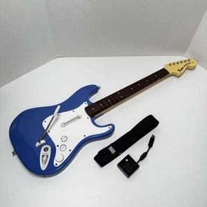 Harmonix Rock Band 3 Guitar PS3 Fender Stratocaster Blue 97561 RB3 w/ Dongle - Picture 1 of 24