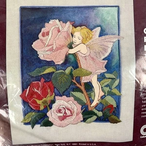 Erica Wilson Rose Flower Fairy Crewel Embroidery Kit 7169 Vintage 1980s Sealed - Picture 1 of 12