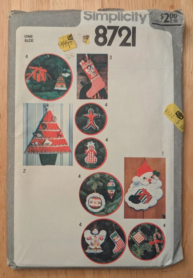 Simplicity 8721 Christmas Accessory Pattern Ornament Stocking One Size Uncut - Image 1 of 2